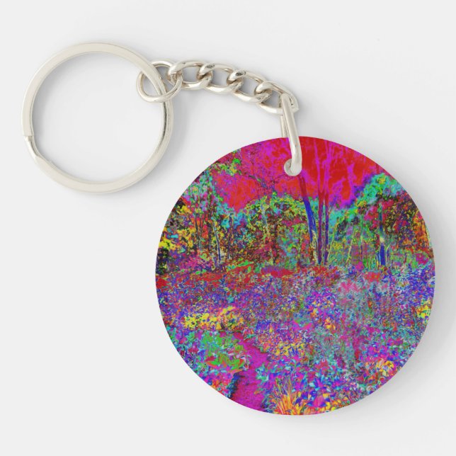 Psychedelisch-Impressionistische Gartenlandschaft Schlüsselanhänger (Vorderseite)