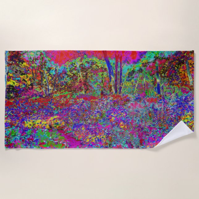 Psychedelisch-Impressionistische Gartenlandschaft Strandtuch (Vorderseite)