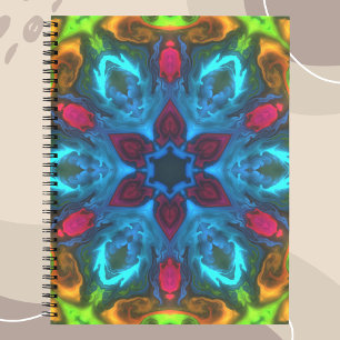 Psychedelisch Kaleidoskop Blau Rosa und Grün Notizbuch