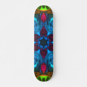 Psychedelisch Kaleidoskop Blau Rosa und Grün Skateboard