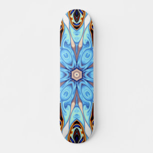 Psychedelisch Kaleidoskop Blume Blau und Orange Skateboard