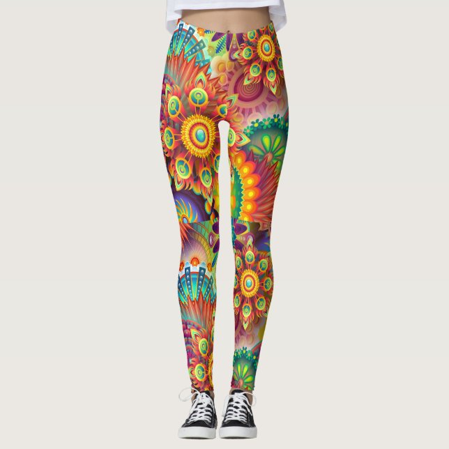 Psychedelisch Liebe Color Burst Leggings (Vorderseite)