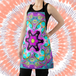 Psychedelisch Mandala Blume Blau Rosa und Gelb Schürze