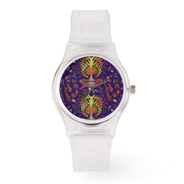 Psychedelisch-orientalische Symmetrie Abstrakte Ku Armbanduhr (Vorderseite)