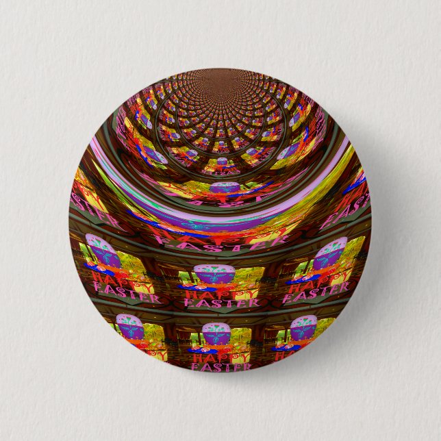 Psychedelisch Osterkaleidoskop Art Print Button (Vorderseite)