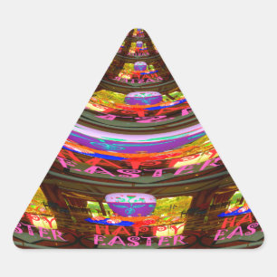 Psychedelisch Osterkaleidoskop Art Print Dreieckiger Aufkleber