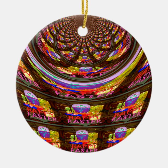 Psychedelisch Osterkaleidoskop Art Print Keramikornament (Vorne)