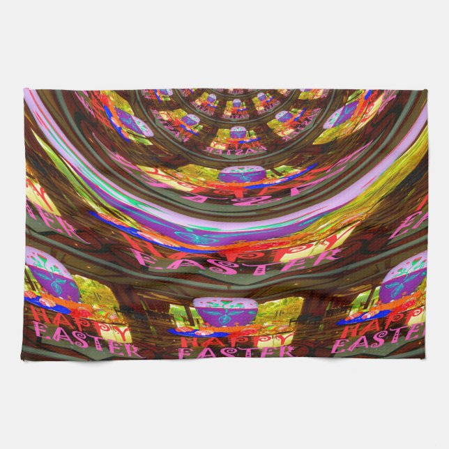 Psychedelisch Osterkaleidoskop Art Print Küchentuch (Horizontal)