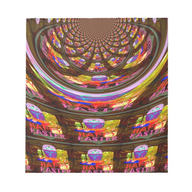 Psychedelisch Osterkaleidoskop Art Print Notizblock (Vorderseite)