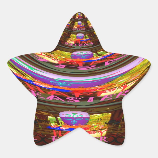 Psychedelisch Osterkaleidoskop Art Print Stern-Aufkleber (Vorderseite)