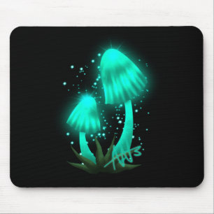 Psychedelisch Pixie Cap Glows Cyan Mushroom Mousepad