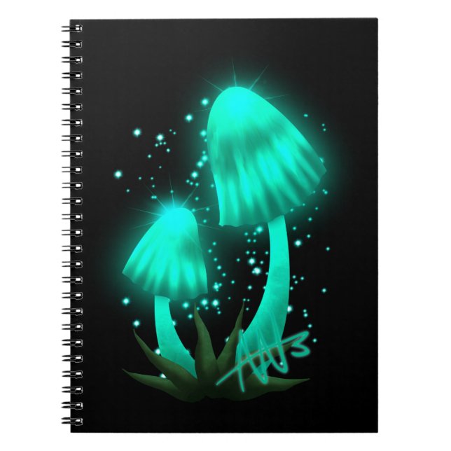 Psychedelisch Pixie Cap Glows Cyan Mushroom Notizblock (Vorderseite)