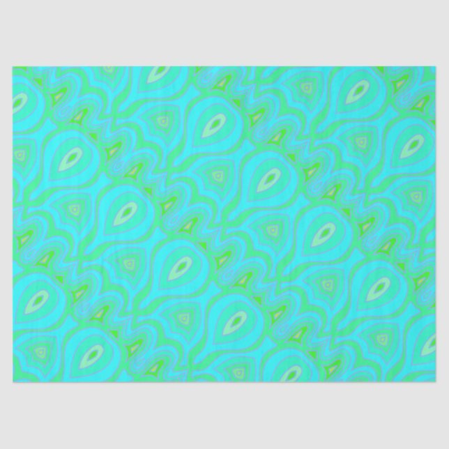 Psychedelisch Retrohippie 60er-grüner Boho Seidenpapier (Vorderseite)