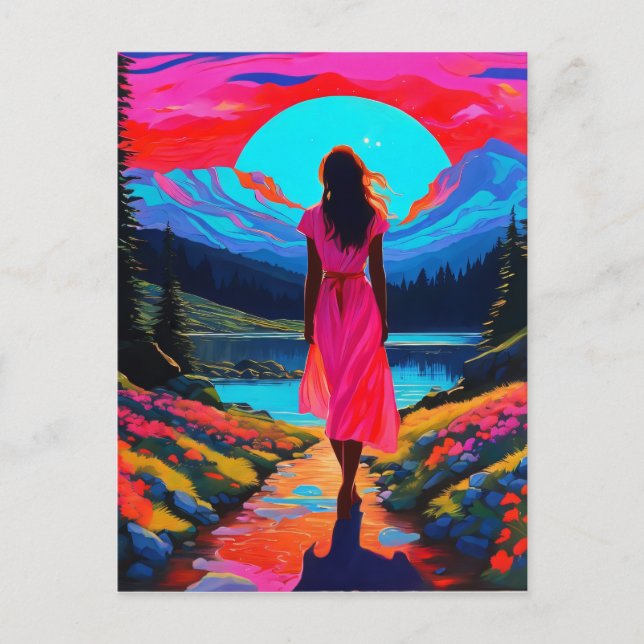 Psychedelisch-schottische Landschaft Postkarte (Vorderseite)