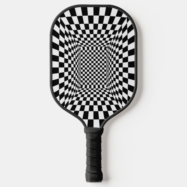 Psychedelisch Schwarz und Weiß Pickleball Schläger (Vorderseite)