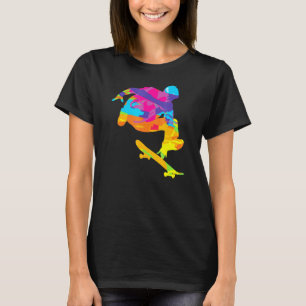 Psychedelisch Skateborder Retro Color Skateboard T-Shirt