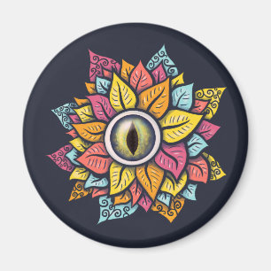 Psychedelisch Spooky Eye Blume farbig Magnet