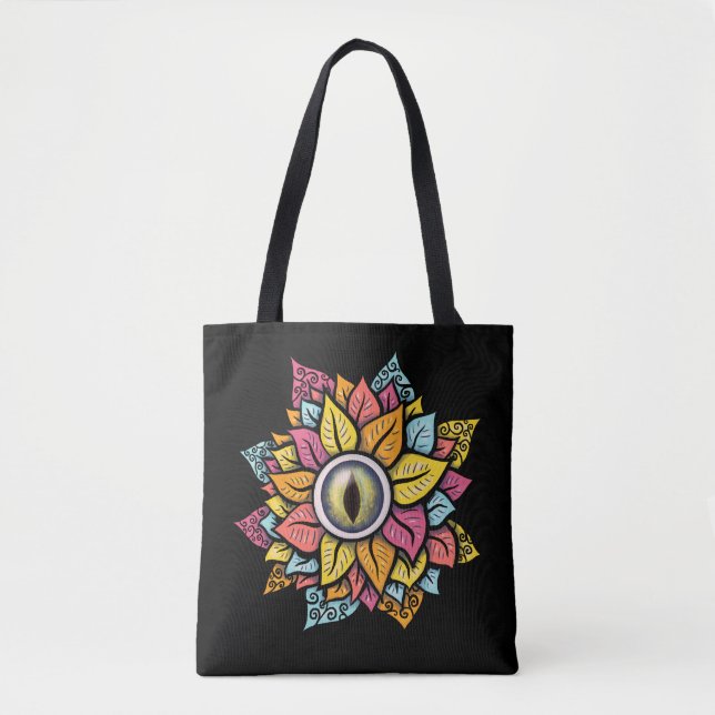 Psychedelisch Spooky Eye Blume farbig Tasche (Vorderseite)