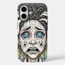Psychedelisch Surreal Face iPhone Case - emotional