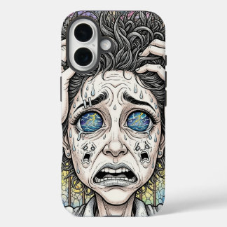 Psychedelisch Surreal Face iPhone Case - emotional