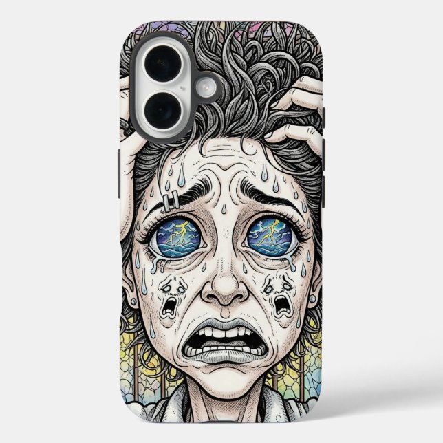 Psychedelisch Surreal Face iPhone Case - emotional (Rückseite)