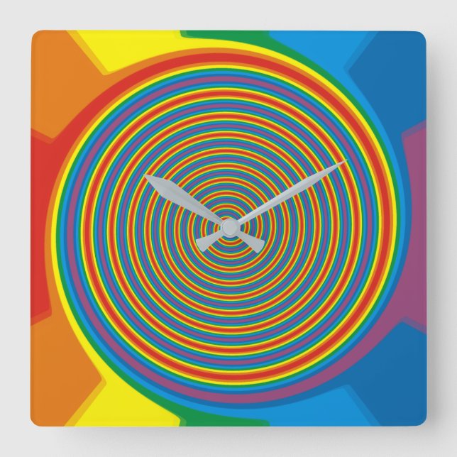 Psychedelisch Swirl Rainbow Childrens Wall Uhren (Vorderseite)