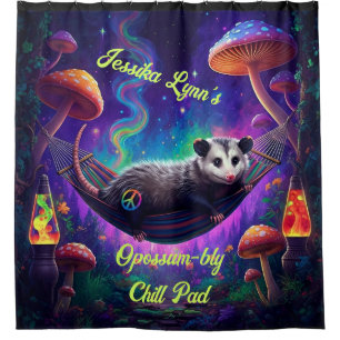 Psychedelisch Trippy Hippie Opossum Custom Persona Duschvorhang