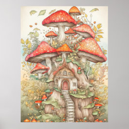 Psychedelisch Vintage Waldmushroom-Wohnung Poster