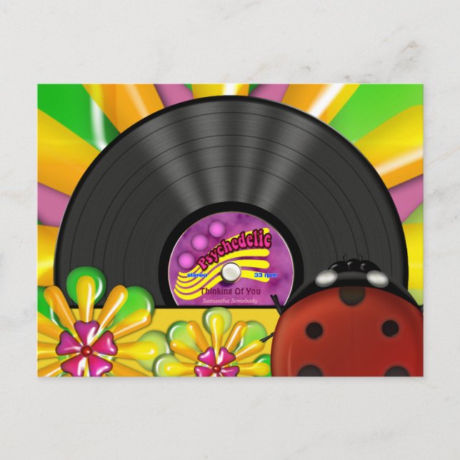 Psychedelisch Vinyl Record Personalisierte Postkar Postkarte (Vorderseite)