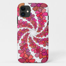 Psychedelisch wirbelnde Blume floraler Retrogroovy