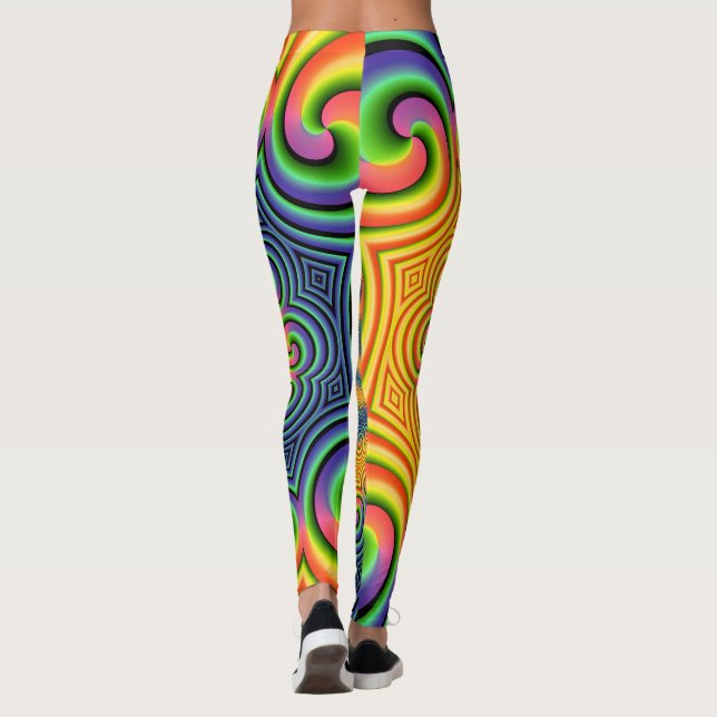 Psychedelisch wirbelnde Fraktal-Leggings Leggings (Rückseite)
