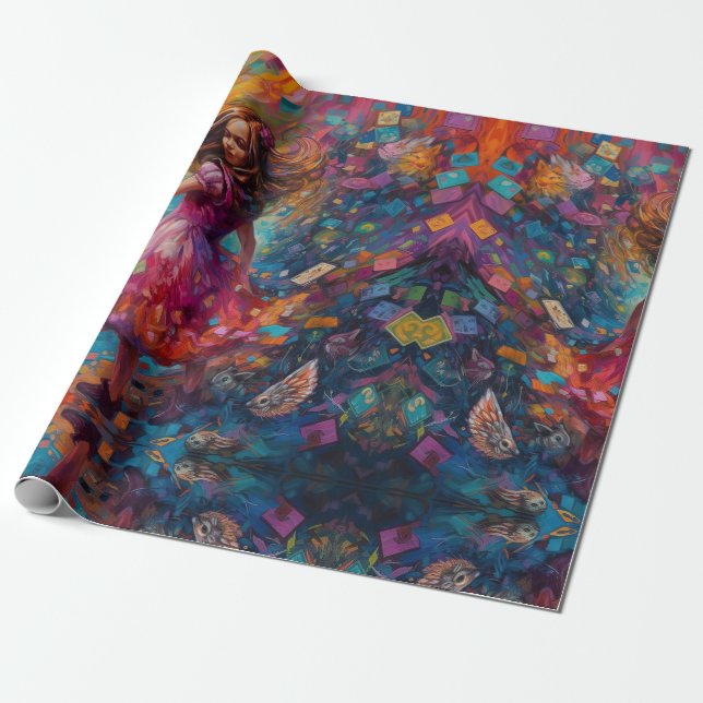 Psychedelische Alice im Wunderland whimsistische W Geschenkpapier (Ungerollt)