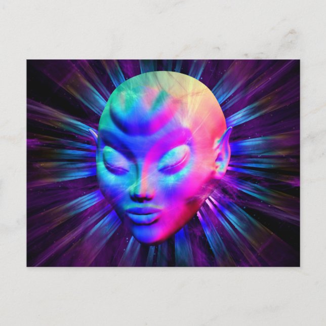Psychedelische Alien Meditation Postkarten (Vorderseite)