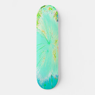 Psychedelische Aqua- und Limettengrüne Seidenpflan Skateboard