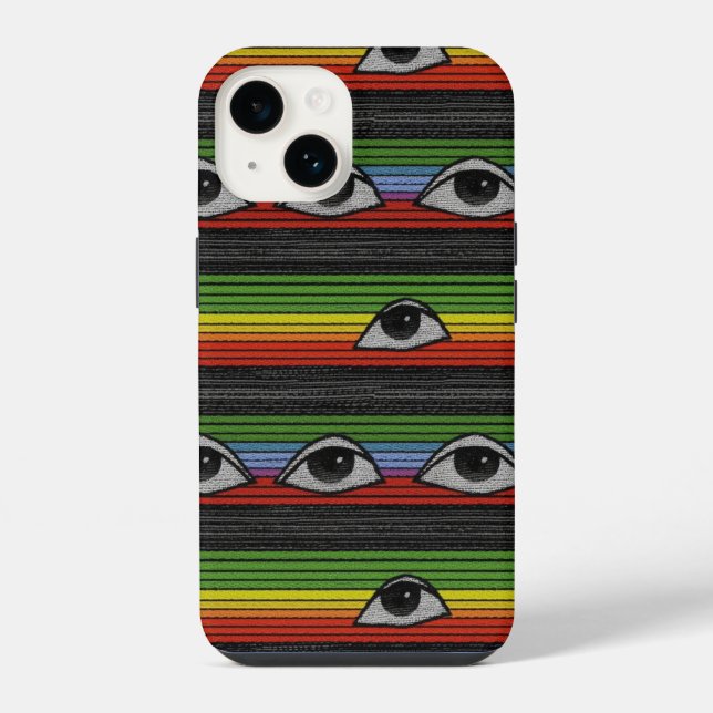 Psychedelische Augen Muster iPhone 14 Hülle (Rückseite)