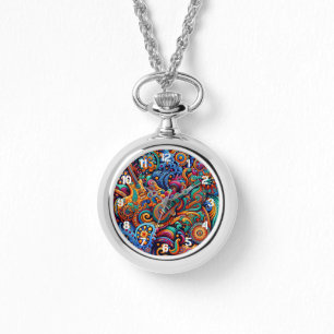 Psychedelische Batik-Gitarren-Kunst – Farbige Retr Armbanduhr