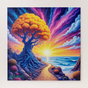 Psychedelische Baum Sonnenuntergang Surreal Landsc
