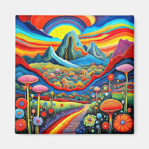 Psychedelische Berglandschaft 2 Magnet