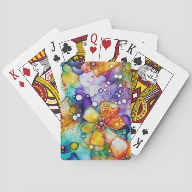 Psychedelische Bläschen und Bläschen Abstrakt Spielkarten (Rückseite)