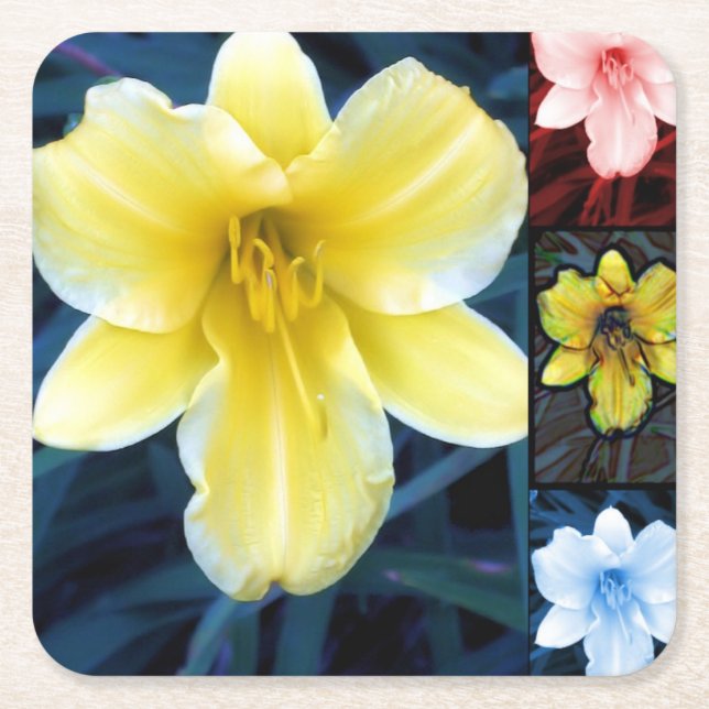 Psychedelische Blume - Farbiger Untersetzer (Vorderseite)