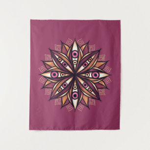 Psychedelische Blume Kunst mit trippy Creepy Eyes Wandteppich