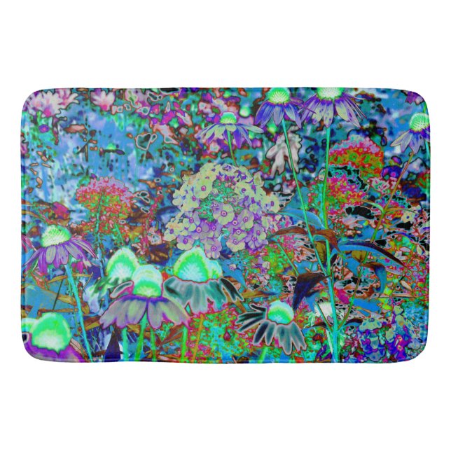 Psychedelische Blume Lila und Kalkgrün Badematte (Vorderseite)