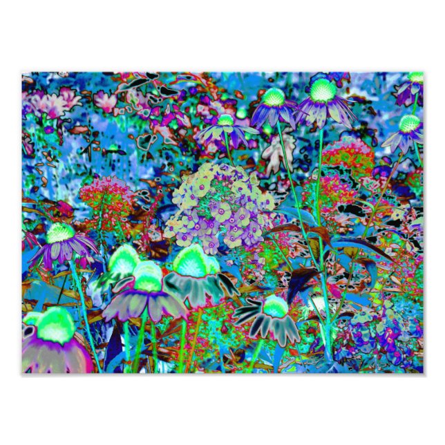 Psychedelische Blume Lila und Kalkgrün Fotodruck (Vorne)
