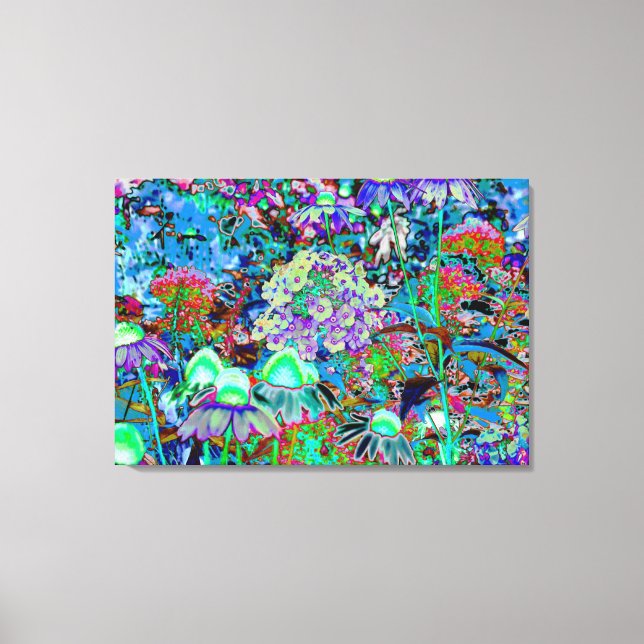 Psychedelische Blume Lila und Kalkgrün Leinwanddruck (Vorderseite)