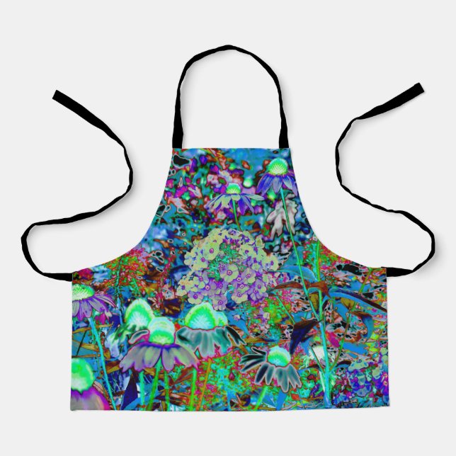 Psychedelische Blume Lila und Kalkgrün Schürze (Vorderseite)