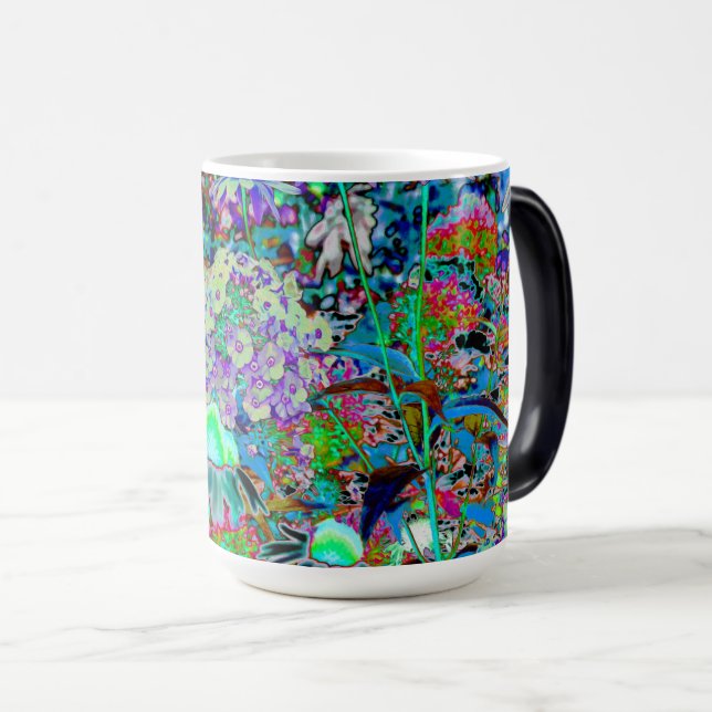 Psychedelische Blume Lila und Kalkgrün Verwandlungstasse (VorderseiteRechts)