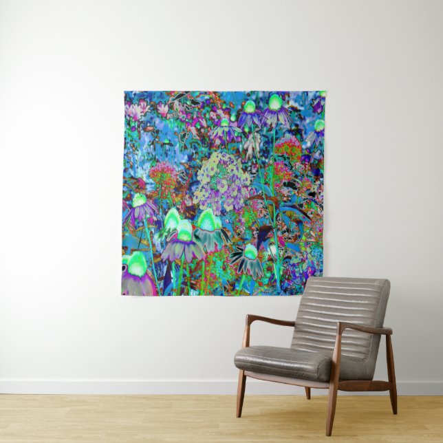 Psychedelische Blume Lila und Kalkgrün Wandteppich (Beispiel)