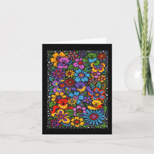 Psychedelische Blume tanzen Bären farbenfroh Grate Karte
