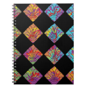 Psychedelische Blumen Diamanten Farbige Abstraktio Notizblock