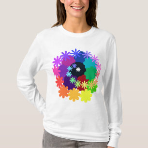 Psychedelische Blumen-langes Hülsen-Shirt T-Shirt